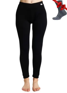 Merino.tech 062281025242 Wool Base Layer Women Pants 100% Thermal Leggings Xx-large Black 250