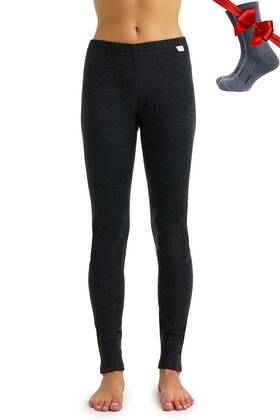 Merino.tech 062281025488 100 Wool Womens Thermal Leggings Socks - Medium Charcoal Grey