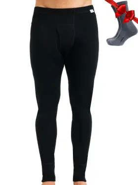 Merino.tech 062281025778 Wool Base Layer Mens Bottom Pants 100% Heavyweight Midwei