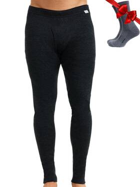 Merino.tech 062281025846 Mens 100 Wool Thermal Long Johns Socks - Size Large Charcoal