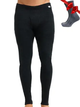Merino.tech 062281025846 Mens 100 Wool Thermal Long Johns Socks - Size Large Charcoal