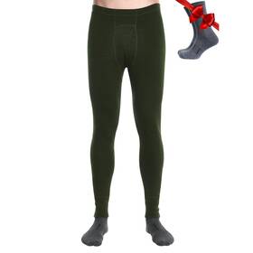 Merino.tech 062281025907 Mens Wool Thermal Base Layer Pants Socks - 100 Heavyweight Large