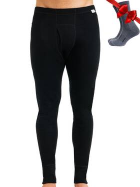 Merino.tech Mer-men-pnt-320-blk-xl-t Mens 100 Wool Thermal Base Layer Pants Socks - X-large Black