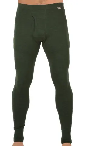 Meriwool 191314011339 Mens Base Layer 100% Merino Wool Thermal Pants Size Medium Army Green