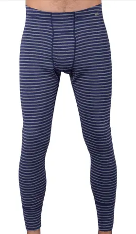 Meriwool 191314027743 New Mens Base Layer 100% Merino Wool Thermal Pants Large Sea Stripe