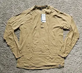 Meriwool 191314035113 190 Lightweight Base Layer Henley Shirt Mens Xl Color Sand