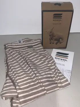 Meriwool 191314036615 190 Lightweight Base Layer Leggings Women Size Small Camel Stripe New