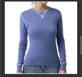 Meriwool 191314040162 Womens 100% Merino Wool Underlayer Crew Size Xs Blue Sky 400g Shirt