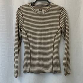 Meriwool 813023921 Womens 250g Striped Merino Wool Long Sleeve Base Layer Top Size S