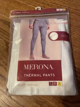 Merona 490400406135 Thermal Pants Classic Ivory Men S Size Small 28-30 Cotton Poly New Nos