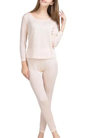 Metway 702877359341 Womens Silk Long Johns Mulberry Underwear Thermal Sets W