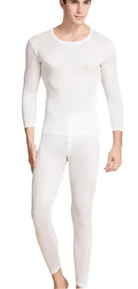 Hy-051-wh-m Metway Silk Long Underwear Mens Mulberry Johns Top And Bottom Thermal Und