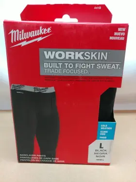 441b-l Milwaukee 045242809981 Mens Workskin Thermal Underwear Base Layer In Black / Large