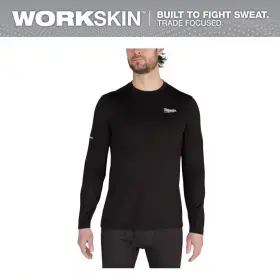 Milwaukee 744110590272 Mens Large Black Workskin Thermal Underwear Crew Neck Base Layer