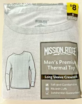 Mission 430001844967 Nwt Ridge Mens 2x-large Premium Thermal Long Sleeve Crewneck Top Xxl