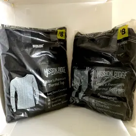 Mission 430001845117 Ridge Mens Xl Thermal Shirt And Pants Black Extra Large