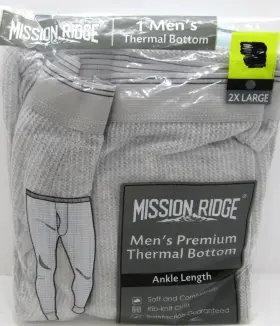 Mission 430001966911 Ridge - Men S Premium Thermal Bottom Ankle Length Size 2xl In Gray