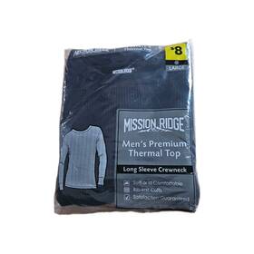 Mission 430002120671 Ridge Mens Premium Thermal Top Long Sleeve Crew Black Large Fast Ship
