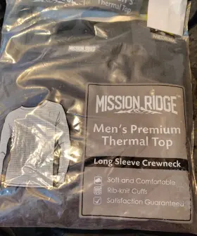 67227 Mission Thermal Top Ridge Long Sleeve Crewneck Medium. Black New With Tags