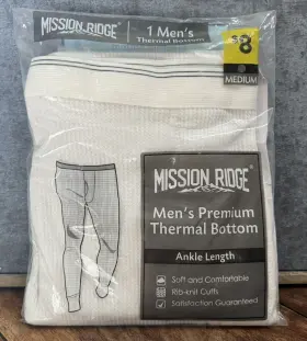 Mission Ridge 430001966805 Mens Premium Thermal Bottoms Medium Ankle Length White