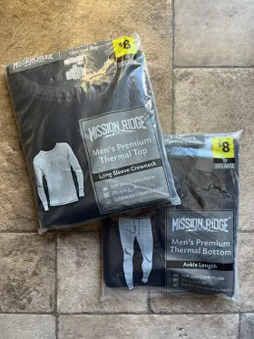 Mission Ridge 430001966867 Mens Thermal Top/shirt And Bottom/pants 2xl Black