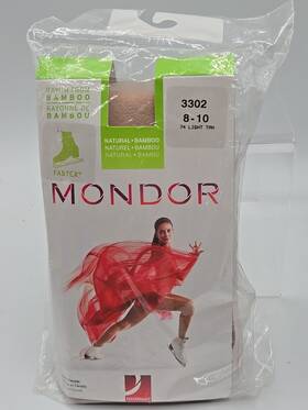 Mondor 3302 Natural Bamboo 8-10 Girls Ice Skating Tights 74 Light Tan Clip Closure