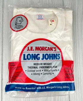 Morgan 043935216115 Vtg Je Morgans Long Johns Thermal Shirt L 42-44 Nos Made In Usa Off White