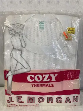 Morgan 043935543174 New Vintage Je Womens L Thermal Shirt White Usa 38-40 Long John
