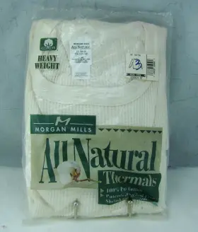 2216mls Morgan Mills 100% Cotton Thermals Crew Long Sleeve Natural 3xl Men Size New