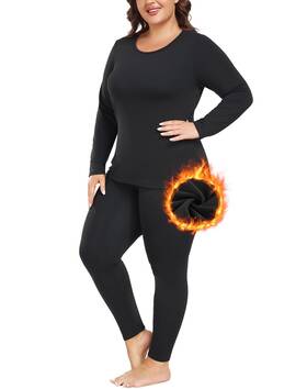 Moscoal Mc8240a Plus Size Thermal Underwear For Women Long Johns Sets Fleece Lined Base Layer