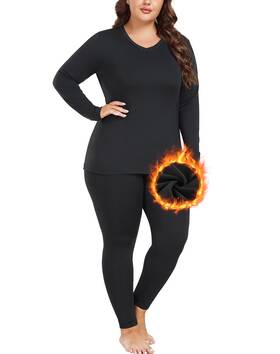 Moscoal Mc8241a Plus Size Thermal Underwear For Women Long Johns Sets Fleece Lined Base Layer
