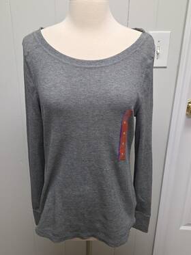 Mossimo Supply Co. 490160972604 Womens Scoop Neck Heather Gray Thermal Top Base Layer Xl