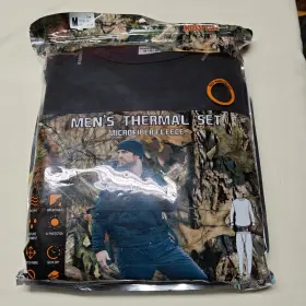 288267845 Mossy Oak Mens Thermal Long Johns 2 Piece Set Black M Wicking Quick Dry New