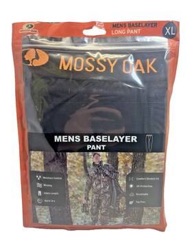 Mossy Oak 810006290806 New Mens Xl 40/42 Black Base Layer Long Pant 100% Polyester Tagless