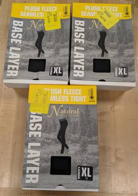 Natural Reflections 721357459579 Lot Of 3 Base Layer Plush Fleece Seamless Tights Leggings Xl
