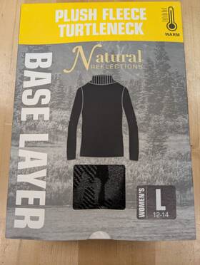 Natural Reflections 721357496062 Plush Fleece Turtleneck Base Layer Womens Large Black Camo