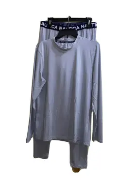 155378 Nautica #155378 Nautical 2 Piece Base Layer Pants Set Xl Gray Long Sleeve Women
