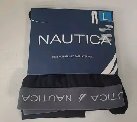Nautica 636458108496 Mens Black Non Brushed Base Layer Top Size Large New