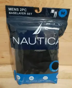 Nautica 636458428495 1pk Baselayer Set Adult M Blac Drifusion Tech Light/stretch Breathable