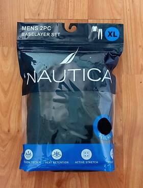 Nautica 636458483111 Baselayer Set Adult Xl Blk Drifusion Tech Light/stretch Breathable New