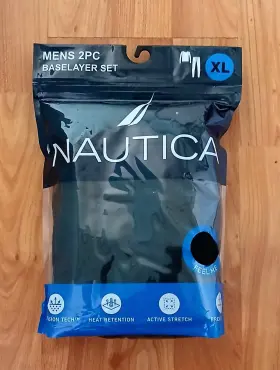 Nautica 636458483111 Baselayer Set Adult Xl Blk Drifusion Tech Light/stretch Breathable New