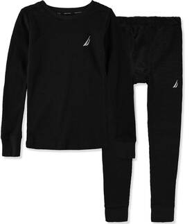 Nautica 636458487942 Nwt N Utica Long Sleeve Active Stretch 2 Pcs Thermal Set Black M