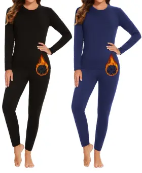 204003 Nebukinex 2 Sets Women S Thermal Underwear Long Johns Fleece Base Layer Pajama Top Bottom