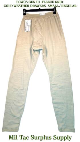 New Horizons 718020117683 Usgi Ecwcs Gen Iii Fleece Grid Cold Weather Drawers - Small / Regular