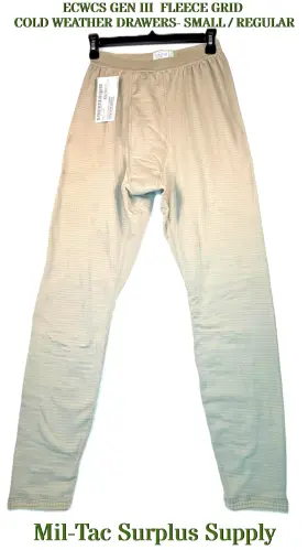 New Horizons 718020117683 Usgi Ecwcs Gen Iii Fleece Grid Cold Weather Drawers - Small / Regular