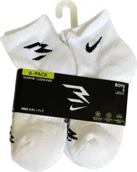 Ee50fb5e-78b0-47 Nike 6 Pack Quarter Crew Cushioned Boys Socks Small Shoe 3y - 5y