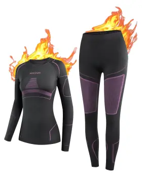 102women-purple-m Nooyme Thermal Underwear For Women Long Johns Winter Clothing Base Layer L