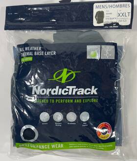 Nordictrack 721357079982 Thermal Baselayer Men 2xlt Top Black Stretch Odor Control Breathable