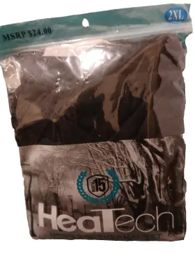 63525 North 15 Heatech Mens Lightweight Waffle Knit Thermal Underwear Set Black 2xl 46-48