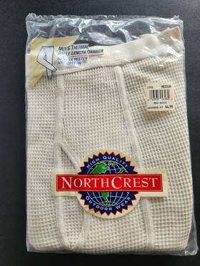 Northcrest 043935043032 Vtg Men Medium Usa 34-36 Thermal Bottom Long John Natural Base Layer